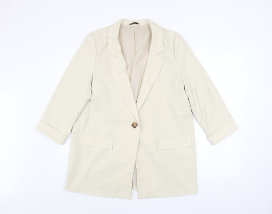 George Women Beige Single-Breasted Blazer Jacket Size 12