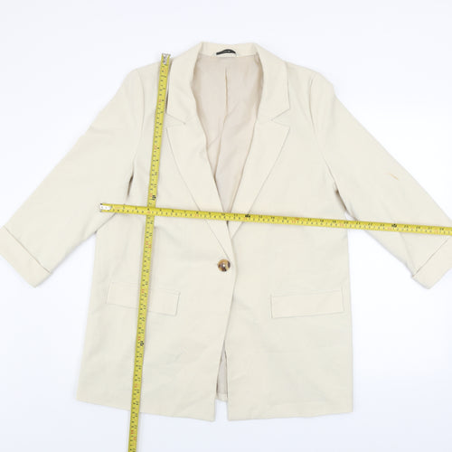 George Women Beige Single-Breasted Blazer Jacket Size 12