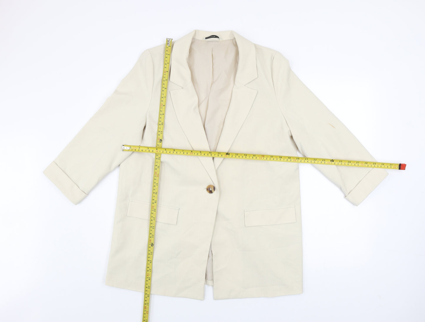 George Women Beige Single-Breasted Blazer Jacket Size 12