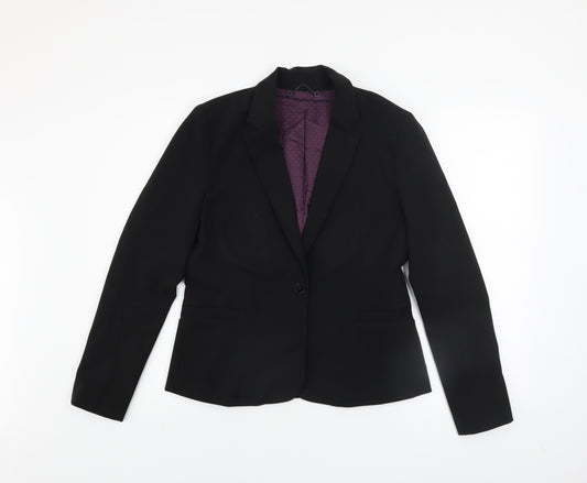 Jigsaw Womens Black Wool Blend Single-Breasted Blazer UK 12