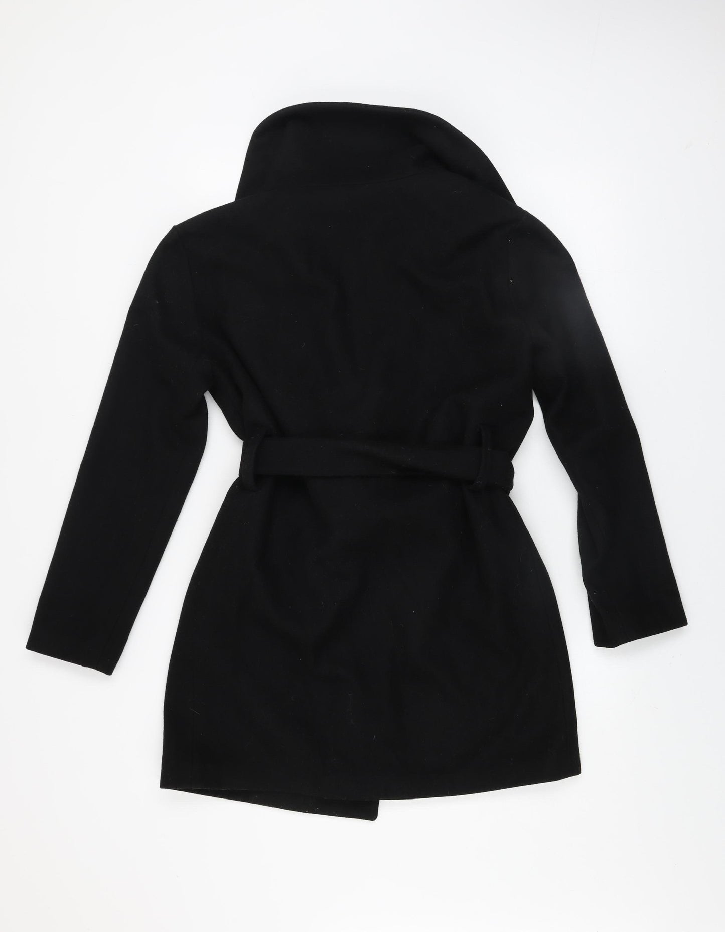 Kaporal Women Black XS Belted Mid-Length Wool Blend Coat