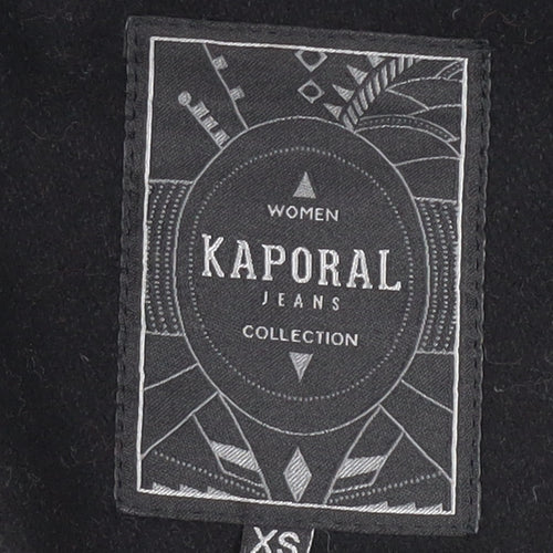 Kaporal Women Black XS Belted Mid-Length Wool Blend Coat