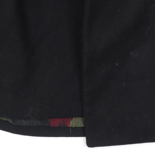 Kaporal Women Black XS Belted Mid-Length Wool Blend Coat