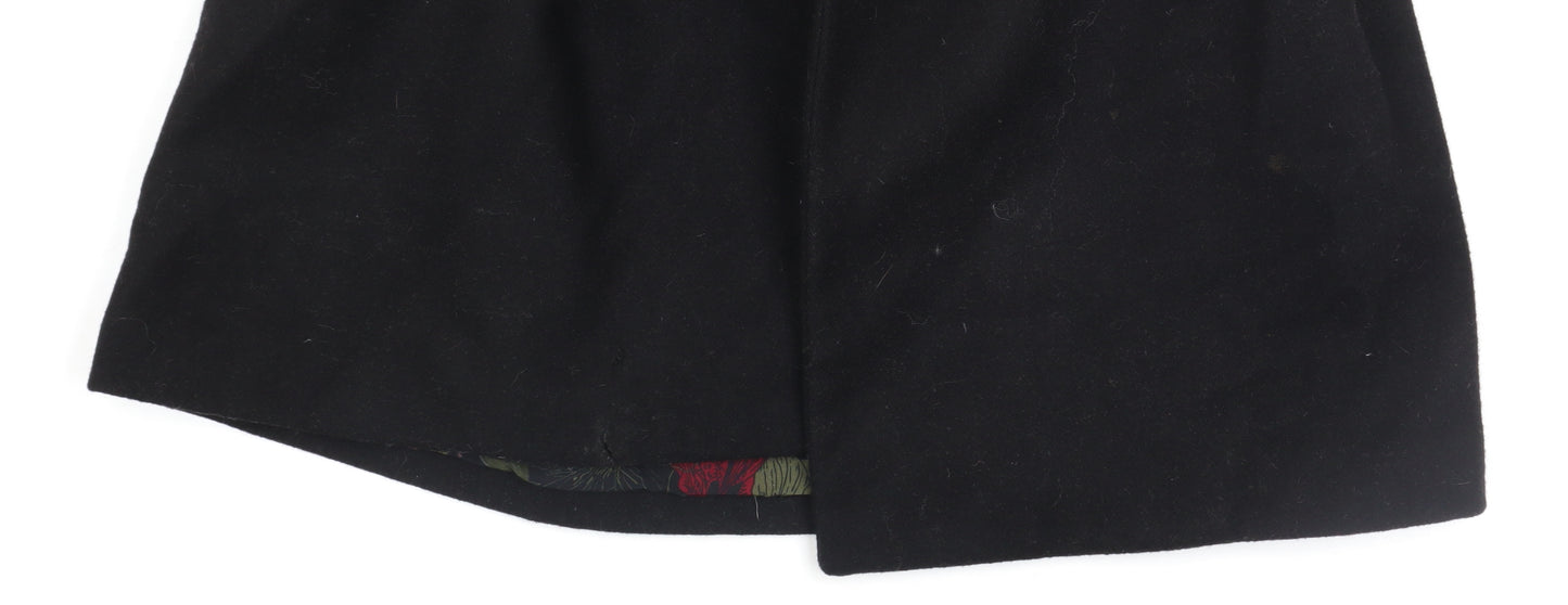 Kaporal Women Black XS Belted Mid-Length Wool Blend Coat