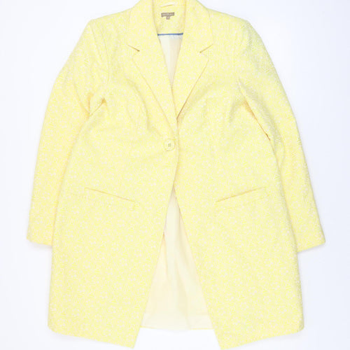 M&Co Boutique Womens Yellow Geometric Blazer Jacket Size 14