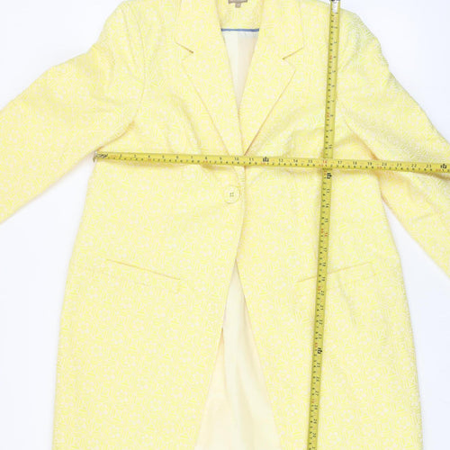 M&Co Boutique Womens Yellow Geometric Blazer Jacket Size 14