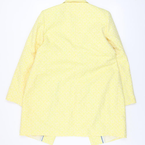 M&Co Boutique Womens Yellow Geometric Blazer Jacket Size 14