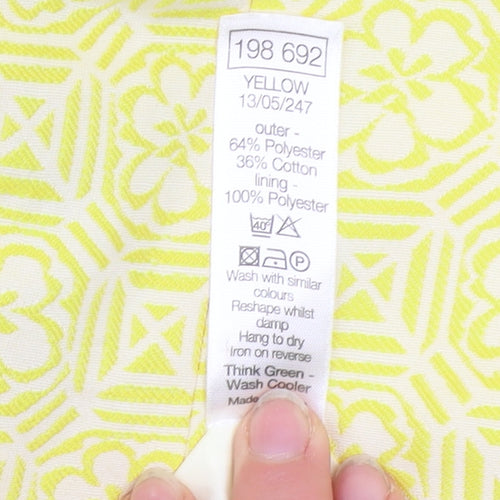 M&Co Boutique Womens Yellow Geometric Blazer Jacket Size 14