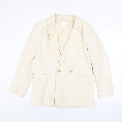 H&M Women’s Ivory Blazer Jacket Size 8 Regular Fit Lined