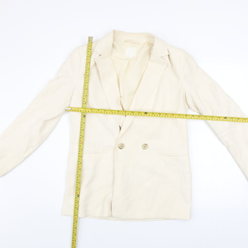H&M Women’s Ivory Blazer Jacket Size 8 Regular Fit Lined