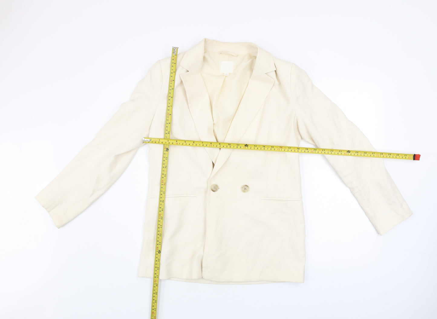 H&M Women’s Ivory Blazer Jacket Size 8 Regular Fit Lined