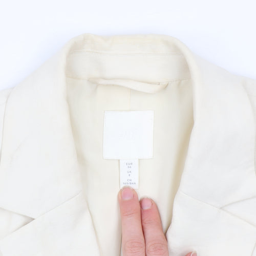 H&M Women’s Ivory Blazer Jacket Size 8 Regular Fit Lined