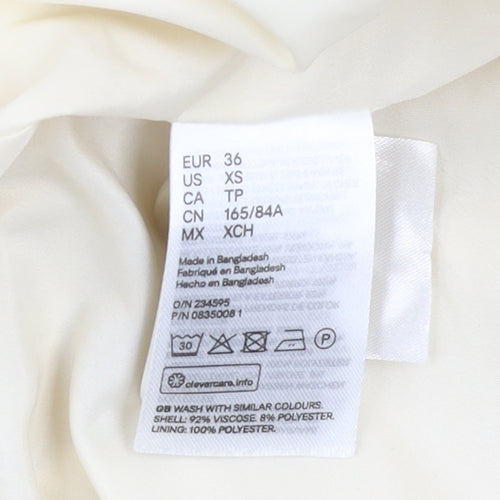 H&M Women’s Ivory Blazer Jacket Size 8 Regular Fit Lined