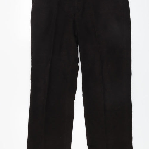Marks and Spencer Men's Black 36R Cotton Straight Trousers
