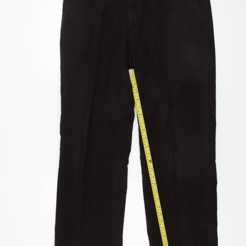 Marks and Spencer Men's Black 36R Cotton Straight Trousers