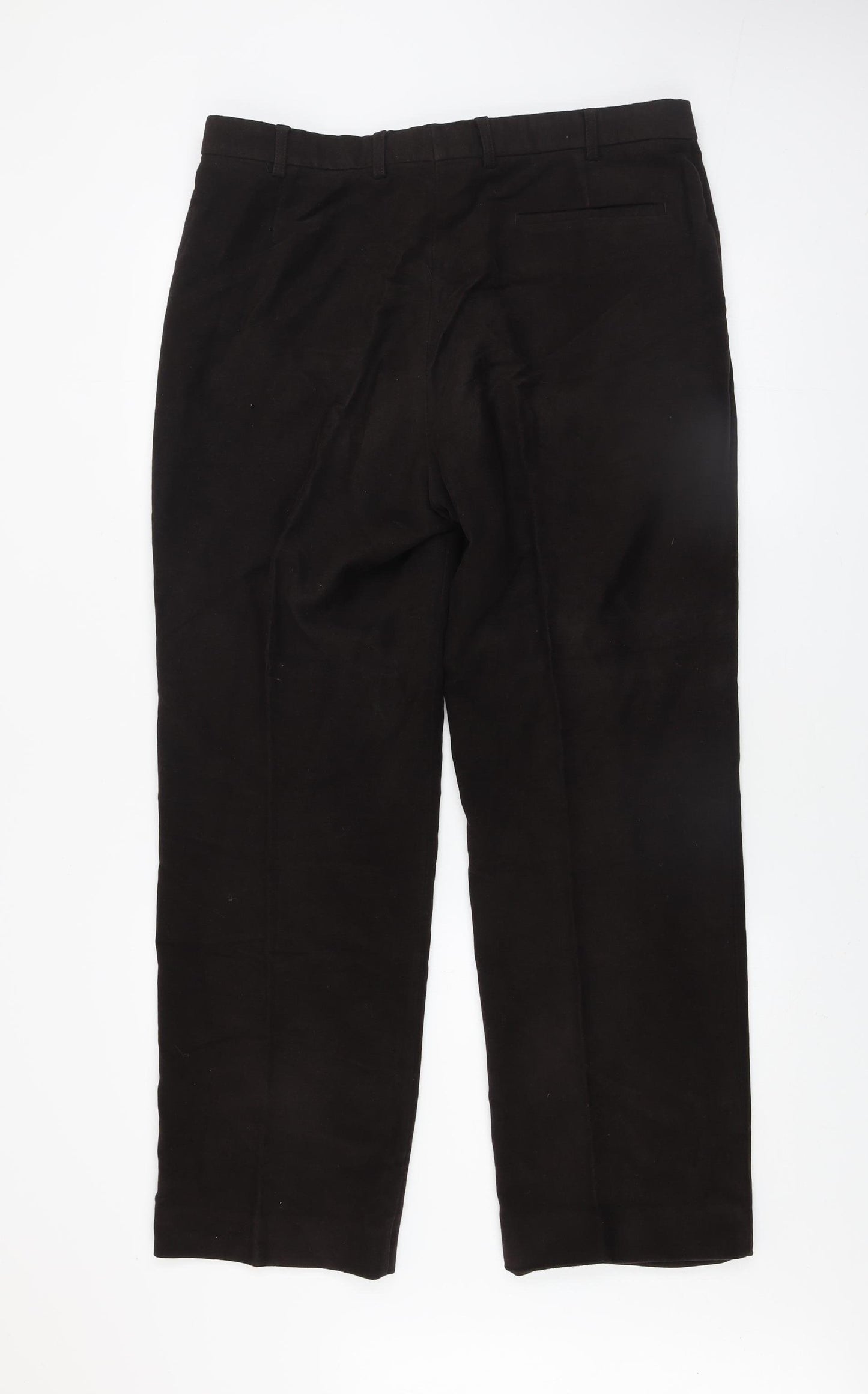 Marks and Spencer Men's Black 36R Cotton Straight Trousers