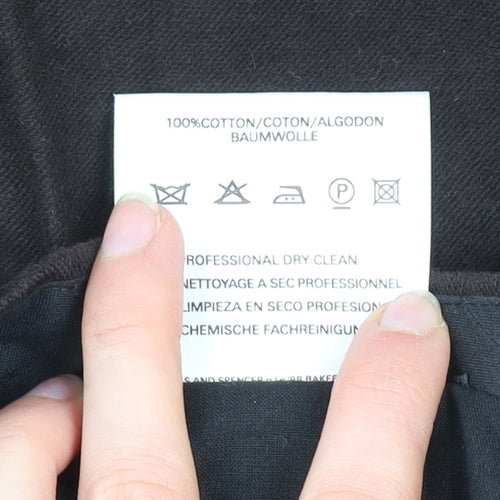 Marks and Spencer Men's Black 36R Cotton Straight Trousers