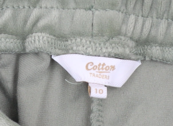 Cotton Traders Womens Green Size 10 Velour Drawstring Sweatpants