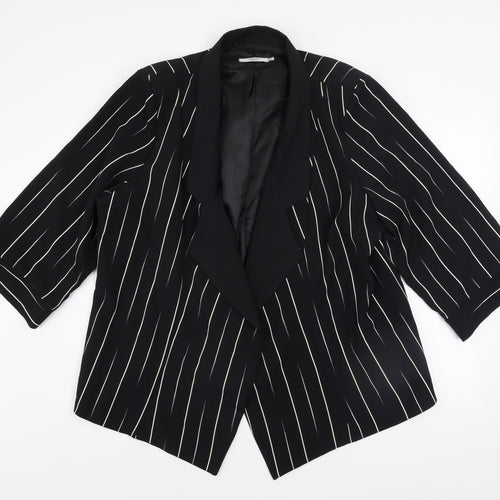Personal Choice Womens Black Striped Plus Size 24 Relaxed Fit Blazer