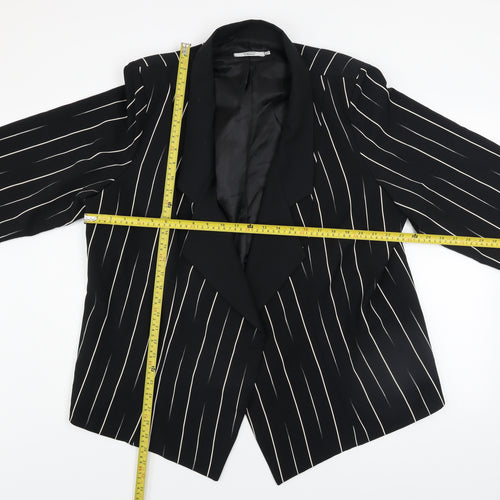 Personal Choice Womens Black Striped Plus Size 24 Relaxed Fit Blazer