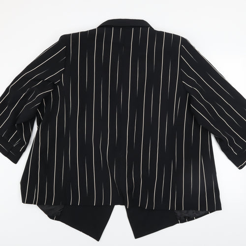 Personal Choice Womens Black Striped Plus Size 24 Relaxed Fit Blazer