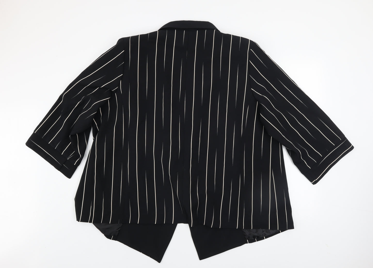 Personal Choice Womens Black Striped Plus Size 24 Relaxed Fit Blazer