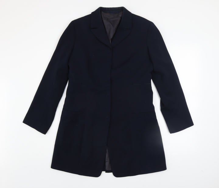 Marithe Francois Girbaud Womens Black Long Overcoat Size 16 Classic Style