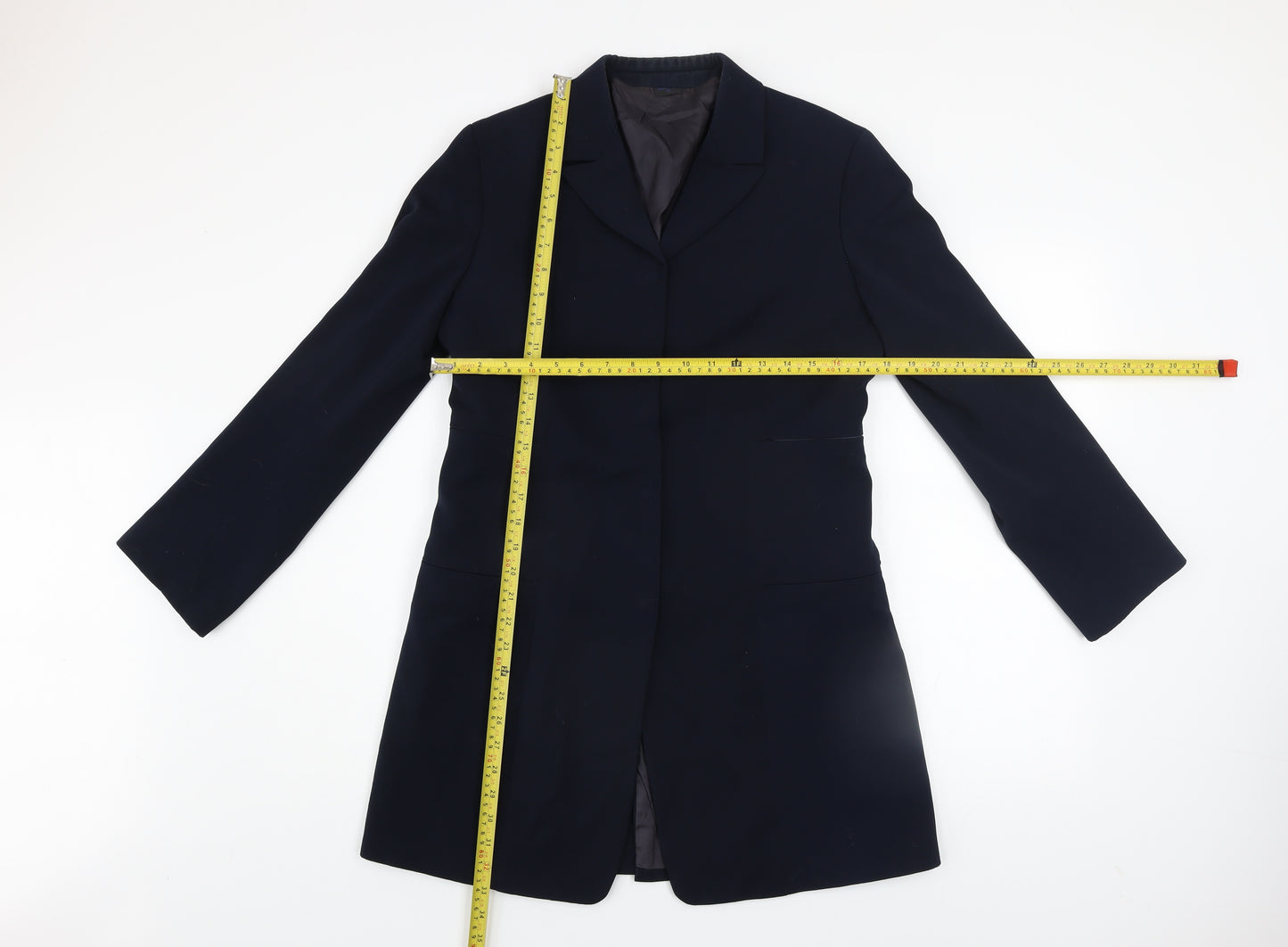 Marithe Francois Girbaud Womens Black Long Overcoat Size 16 Classic Style