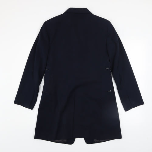 Marithe Francois Girbaud Womens Black Long Overcoat Size 16 Classic Style