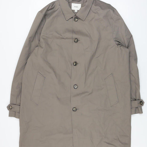 Marks and Spencer Men's Beige 2XL Regular Twill Overcoat