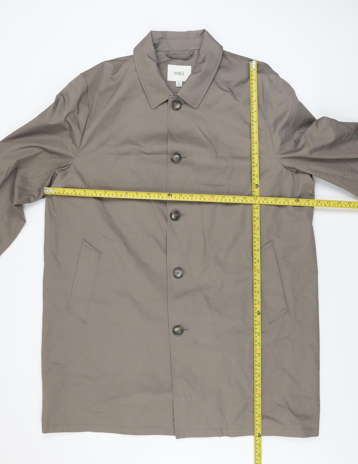 Marks and Spencer Men's Beige 2XL Regular Twill Overcoat