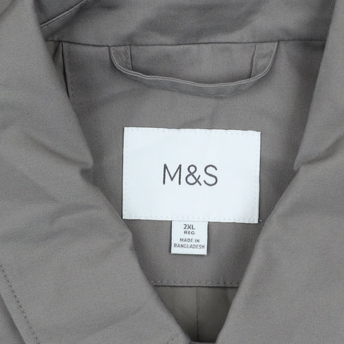 Marks and Spencer Men's Beige 2XL Regular Twill Overcoat