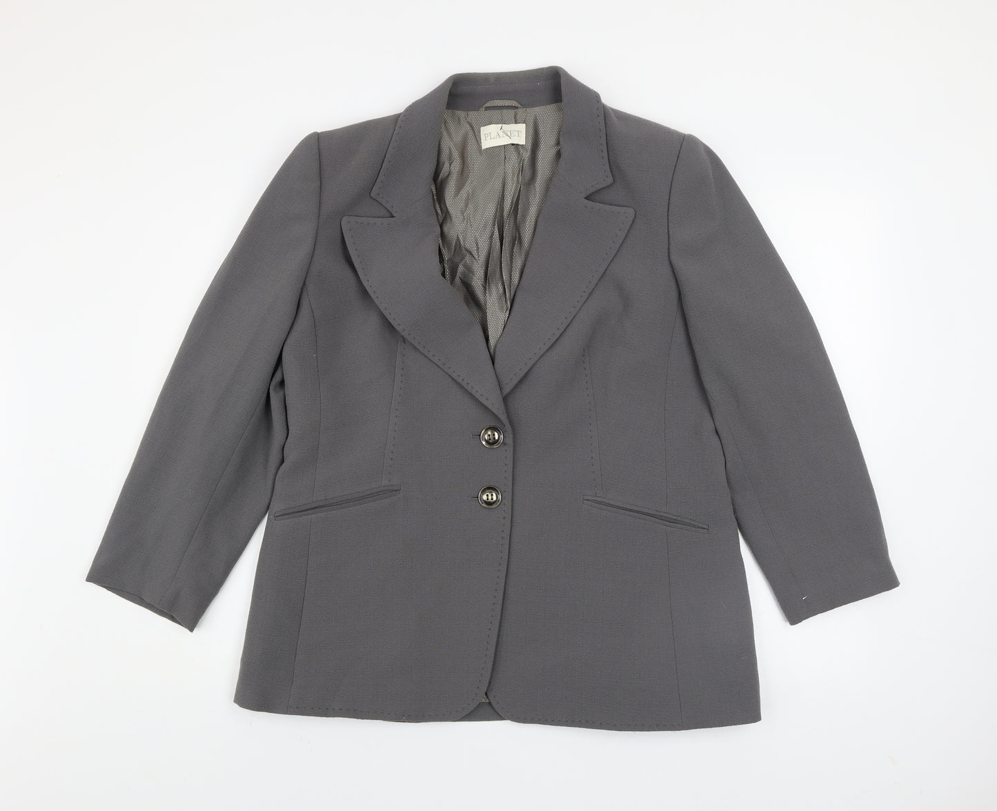 Planet Women's Grey Classic Blazer UK 16 Formal Work Jacket