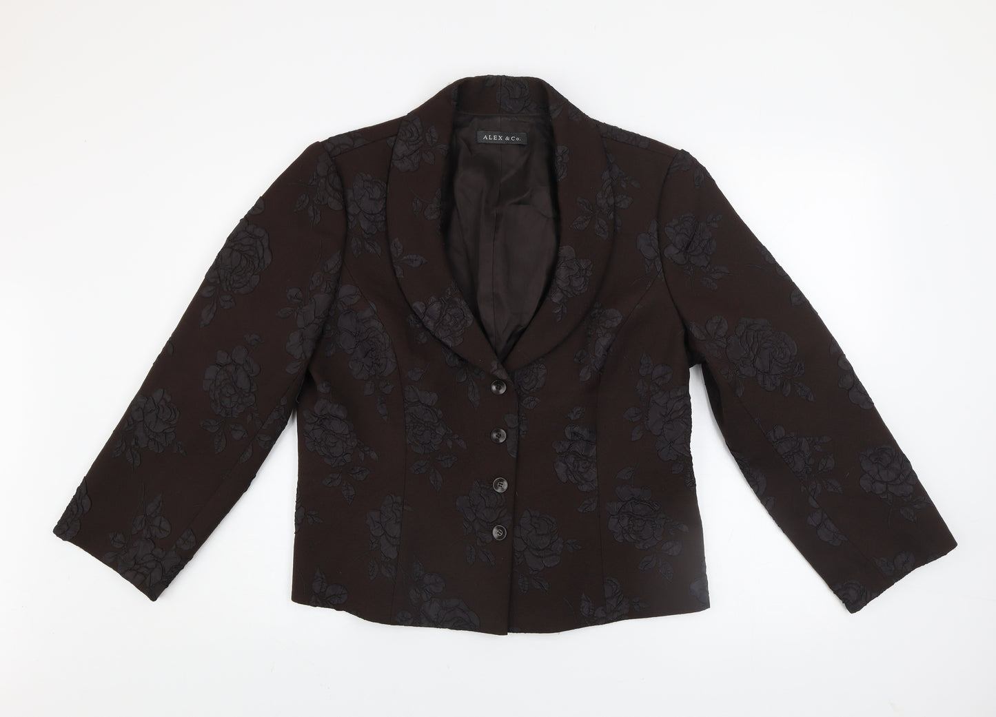 Alex & Co. Women’s Brown Floral Jacquard Blazer Size Regular