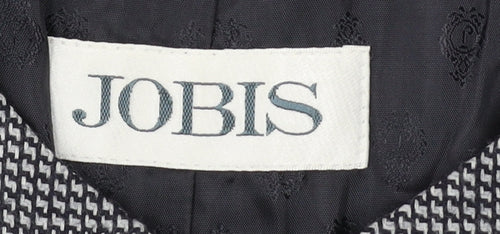 JOBIS Women's Grey Wool Checked Mid-Length Overcoat Size 8