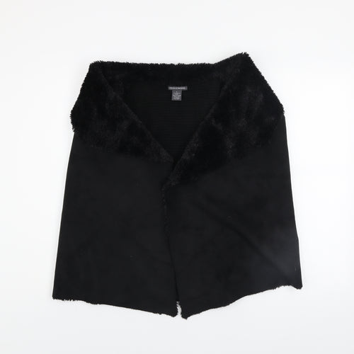 Chelsea & Theodore Women's Black Faux Fur Trim Acrylic Waistcoat L