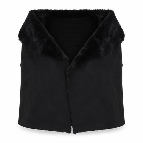 Chelsea & Theodore Women's Black Faux Fur Trim Acrylic Waistcoat L