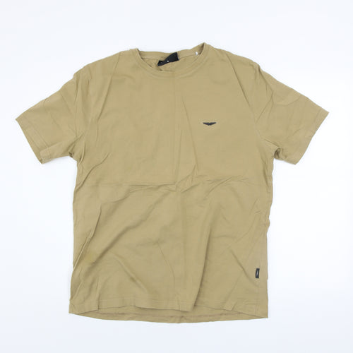 Police Men's Beige XL Crew Neck Cotton T-Shirt
