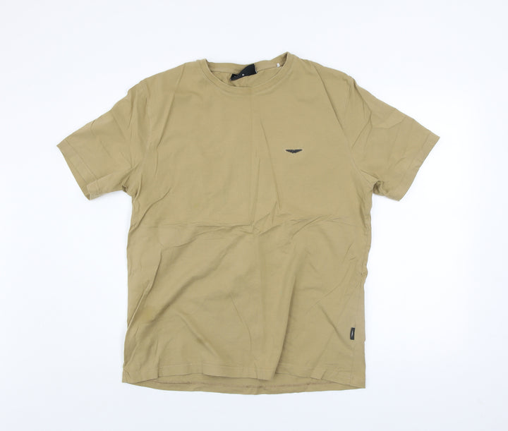Police Men's Beige XL Crew Neck Cotton T-Shirt