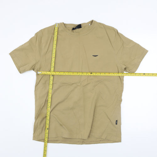 Police Men's Beige XL Crew Neck Cotton T-Shirt