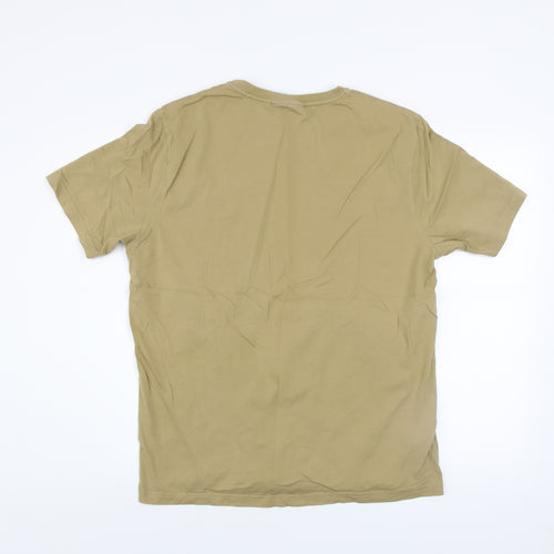 Police Men's Beige XL Crew Neck Cotton T-Shirt