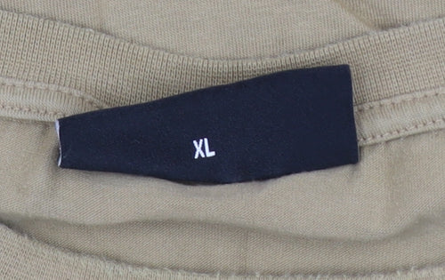 Police Men's Beige XL Crew Neck Cotton T-Shirt