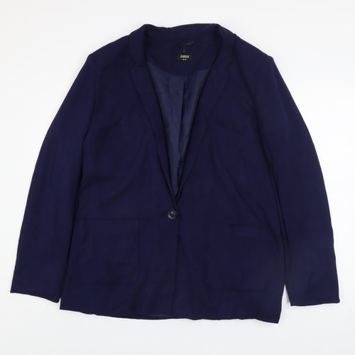 Oasis Women's Blue Regular Fit Lined Blazer UK 16