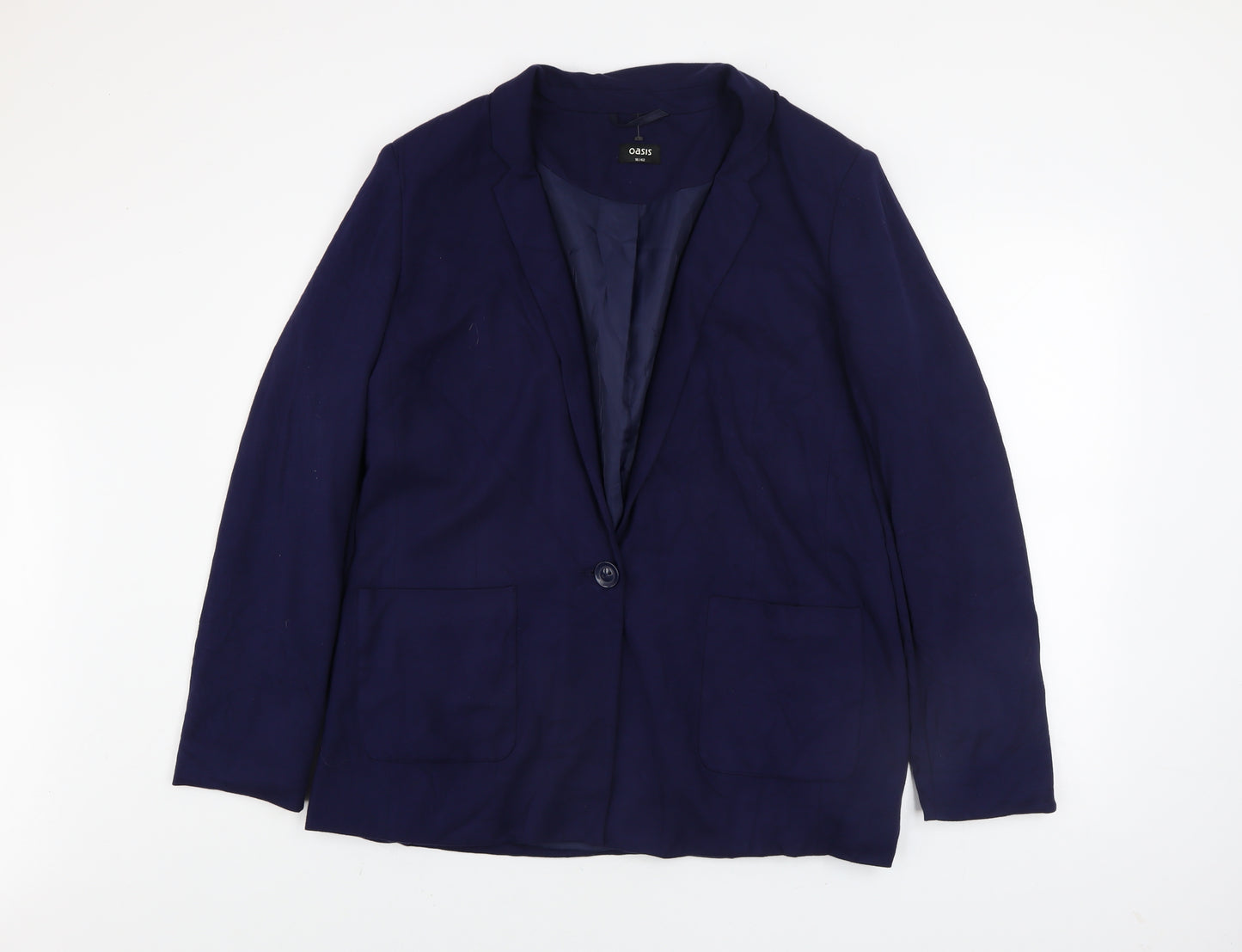 Oasis Women's Blue Regular Fit Lined Blazer UK 16