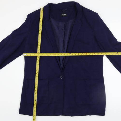 Oasis Women's Blue Regular Fit Lined Blazer UK 16