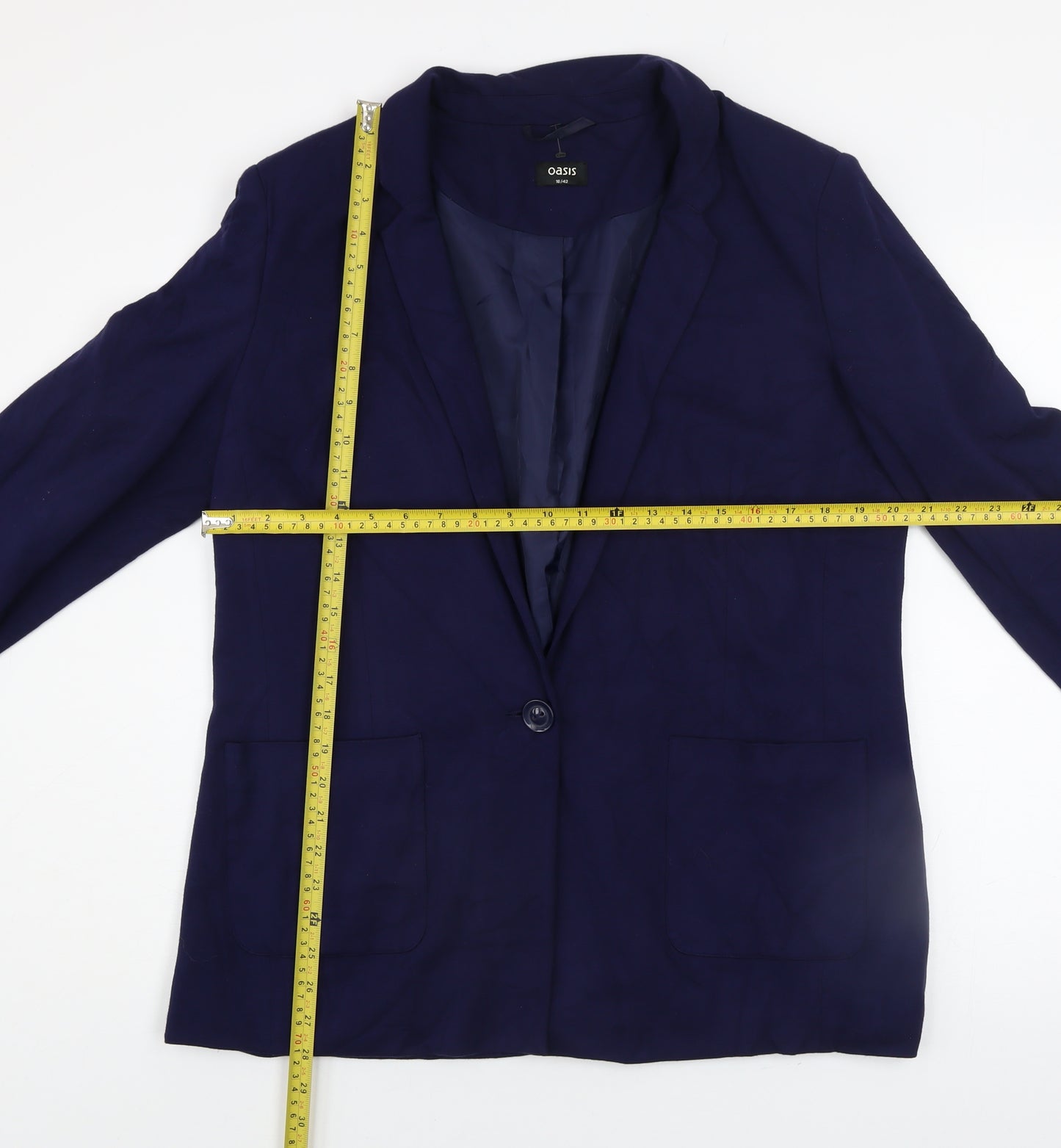 Oasis Women's Blue Regular Fit Lined Blazer UK 16