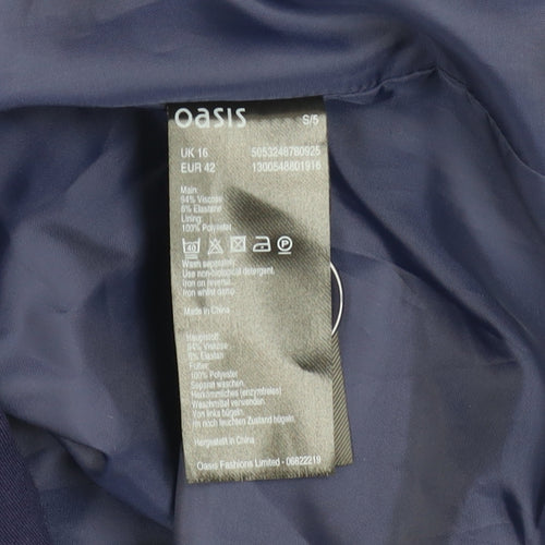 Oasis Women's Blue Regular Fit Lined Blazer UK 16