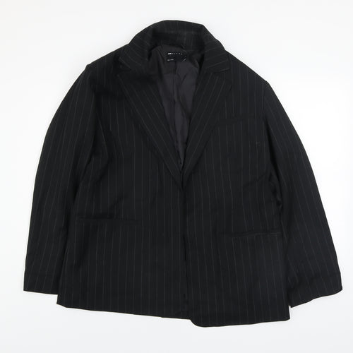 ASOS DESIGN Womens Black Pinstripe Blazer Size 8 Classic Fit