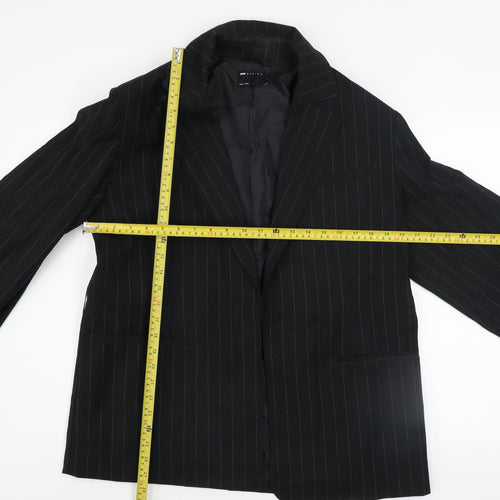 ASOS DESIGN Womens Black Pinstripe Blazer Size 8 Classic Fit