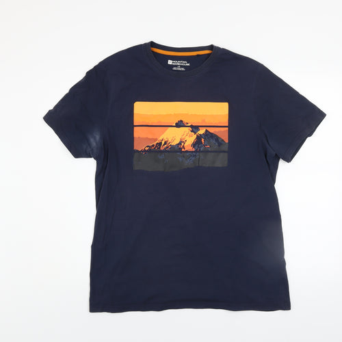 Mountain Warehouse Men Blue Graphic Mountain Print T-Shirt L